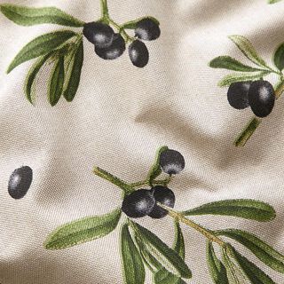 Decor Fabric Half Panama olive branches – natural/dark olive, 