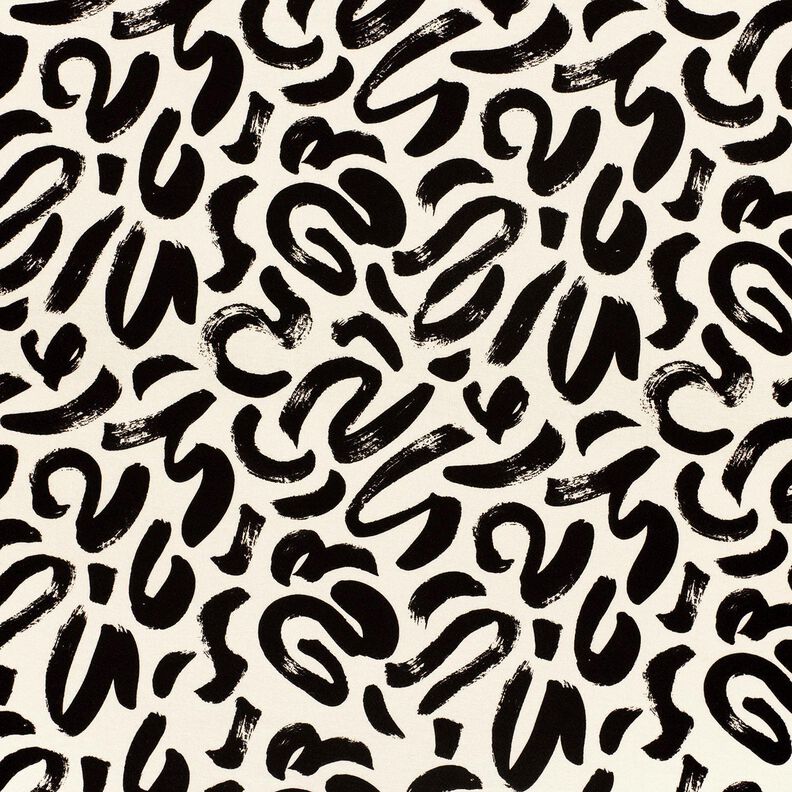 Viscose Jersey abstract brushstrokes – cream/black,  image number 1