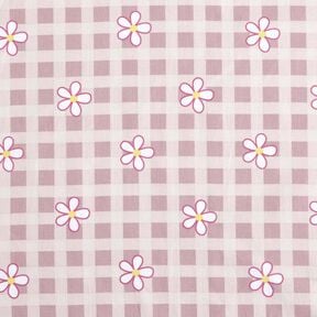 Cotton Flannel Checks and flowers &ndash; white/pink, 