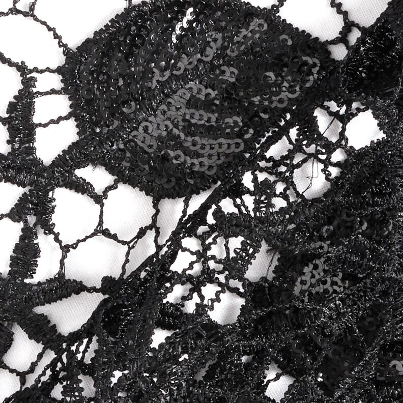 Lace with sequins and scalloped edge – black,  image number 4