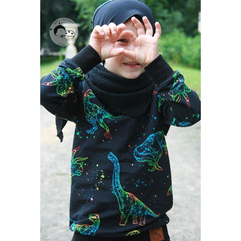 Cotton Jersey Dino outlines | Glitzerpüppi – black/colour mix,  image number 3