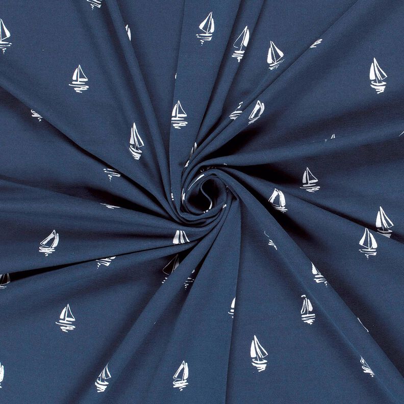 Cotton Jersey sketched sailing boats – navy blue,  image number 3