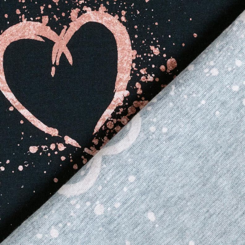 Cotton Jersey gold-speckled hearts | Glitzerpüppi – blue-black/dark dusky pink,  image number 4