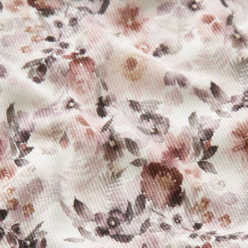 Ribbed Jersey romantic flowers Digital Print – offwhite, image number 2