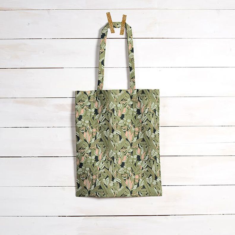 Cotton Cretonne tropical leaves – black/green,  image number 8