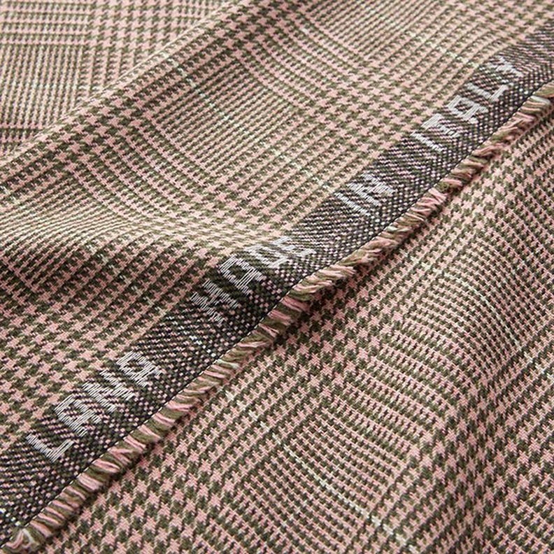 Glen Plaid Wool Fabric – pink/khaki,  image number 3