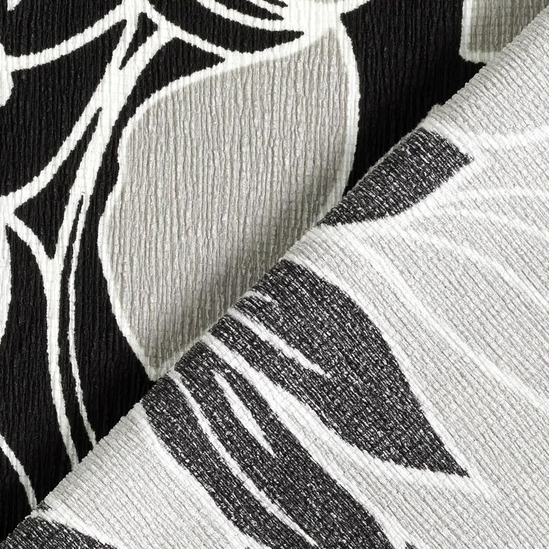 Stretch crepe large flowers – black/light grey, image number 4