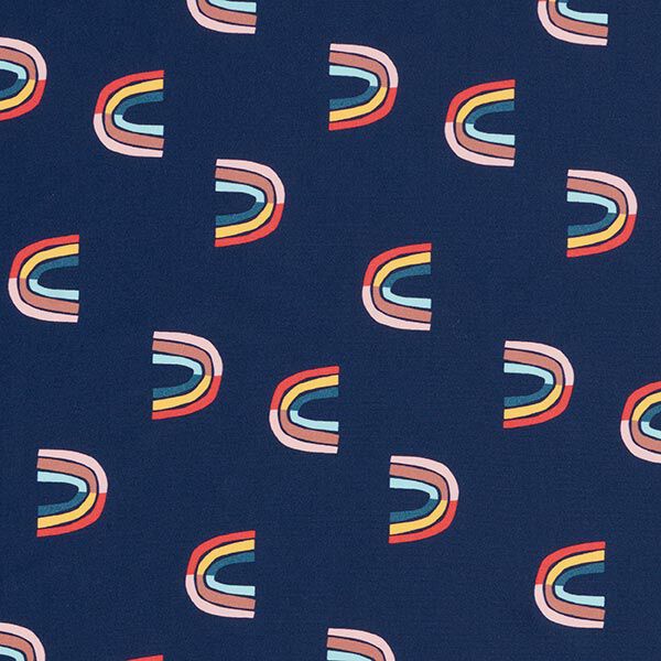 Abstract rainbows swimsuit fabric – navy blue,  image number 1