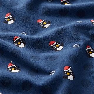 Cotton Jersey Penguin with Santa hat – navy blue, 