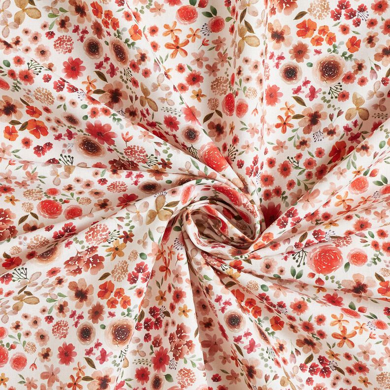 Cotton Cretonne rose petals – ivory/lobster, image number 3