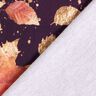 French terry Border Fabric maple leaves | Glitzerpüppi – merlot/antique gold,  thumbnail number 4
