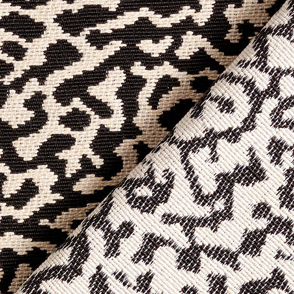 Large Abstract Leopard Print Jacquard Furnishing Fabric – black/sand,  image number 4