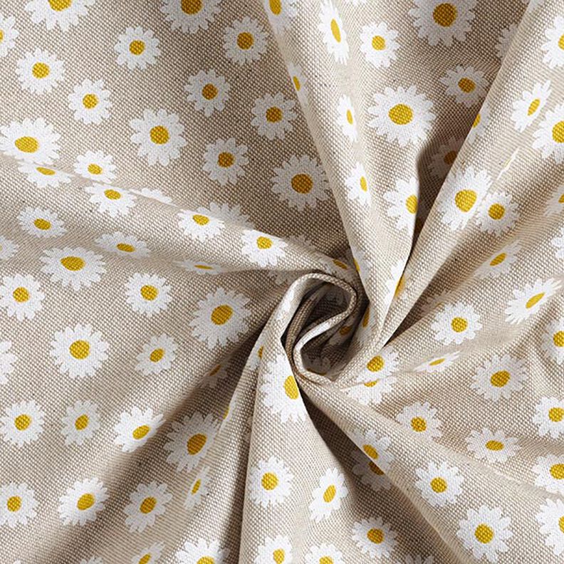 Decor Fabric Half Panama small daisies – natural/white,  image number 3