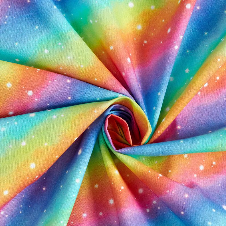 Cotton Poplin Rainbow stardust Digital Print – royal blue/colour mix,  image number 3