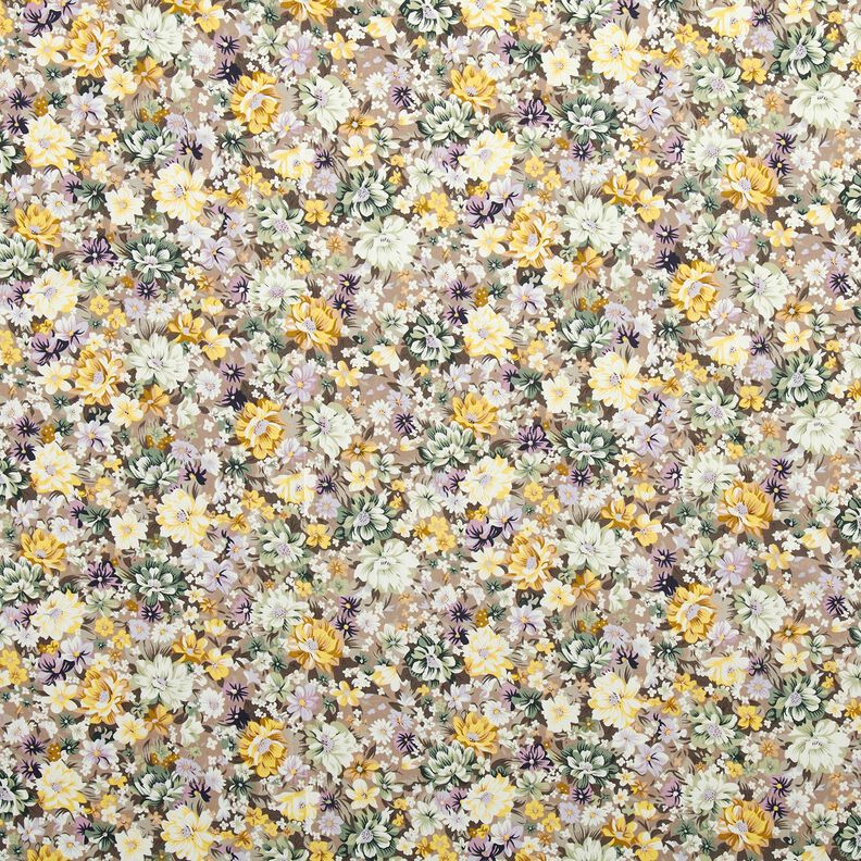 Cotton Poplin romantic flowers – mauve grey/gold,  image number 1