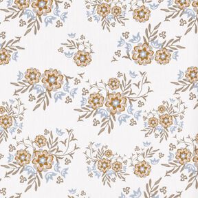Cotton Poplin delicate bouquets – white/light brown, 