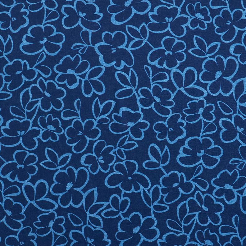 Viscose crepe abstract flowers – navy blue/royal blue, image number 1