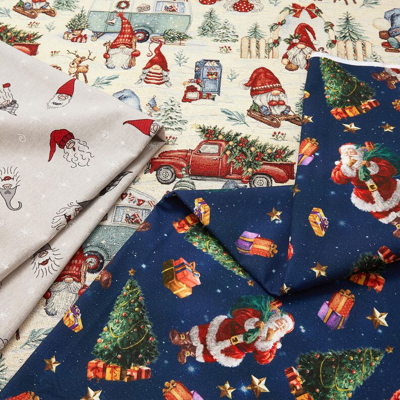 Decor Fabric Tapestry Fabric Christmas gnomes – light beige/red, image number 5