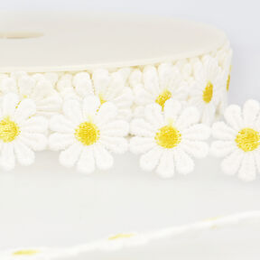 Ox-Eye Daisy Lace Ribbon – white/yellow, 