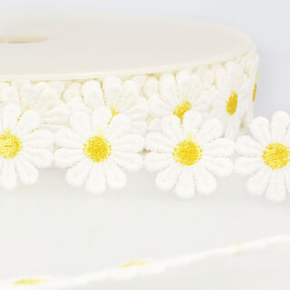 Ox-Eye Daisy Lace Ribbon  – white/yellow, 