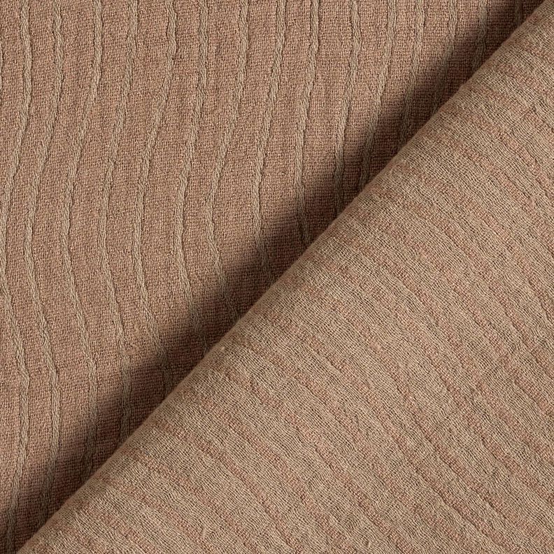 Linen Cotton Blend Jacquard Wave Pattern – medium brown,  image number 1
