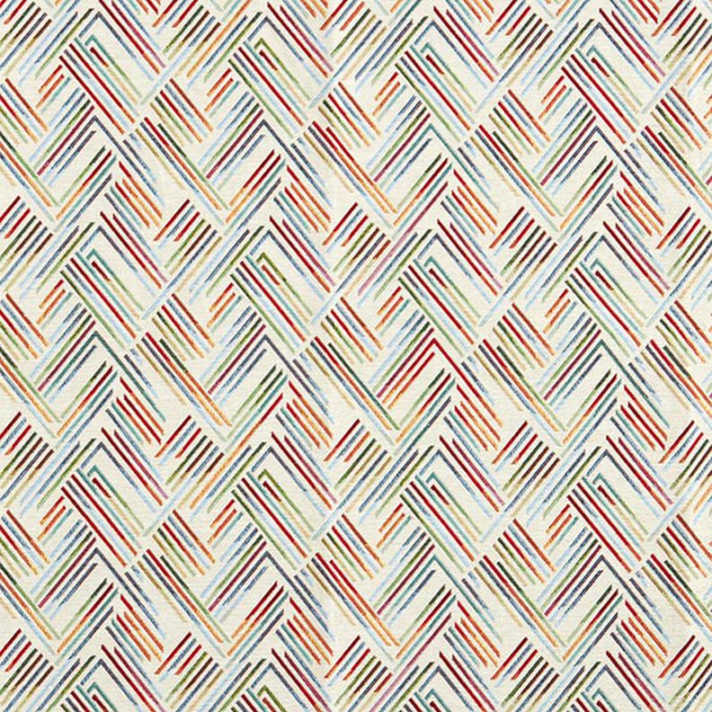 Decor Fabric Tapestry Fabric Zigzag Lines – light beige/blue, image number 1