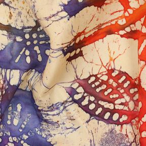 viscose fabric batik leaves – sand/orange, 