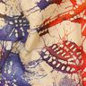 viscose fabric batik leaves – sand/orange,  thumbnail number 2