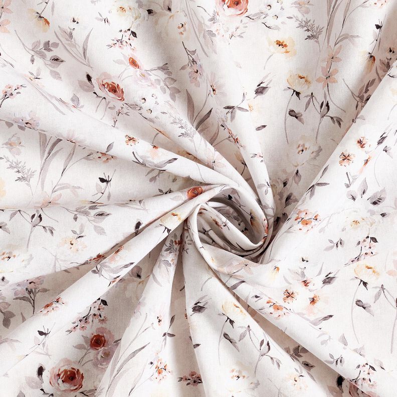 Cotton Poplin subtle flower branches – silver grey/light beige, image number 3