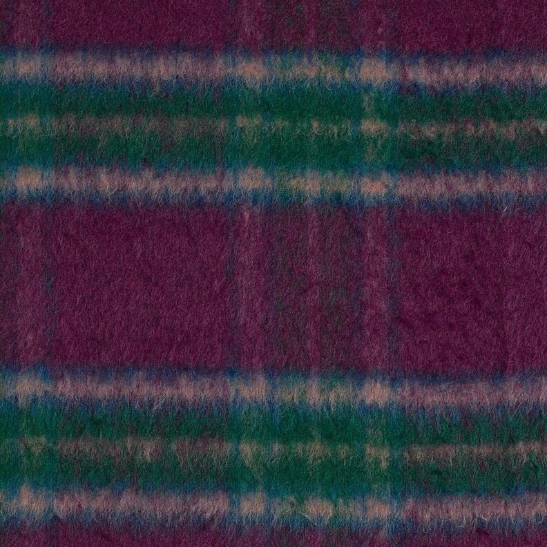 Coat Fabric Wool Blend brushed check – merlot/blue spruce, image number 5