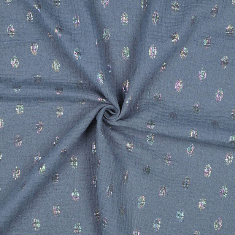 Double Gauze/Muslin dots Foil Print | by Poppy – blue grey,  image number 3
