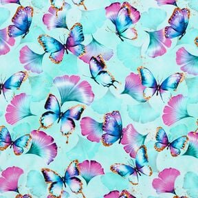 Cotton Jersey Ginkgo Butterflies | Glitzerpüppi  – ice blue,  Cotton Jersey Ginkgo Butterflies | Glitzerpüppi  – ice blue,