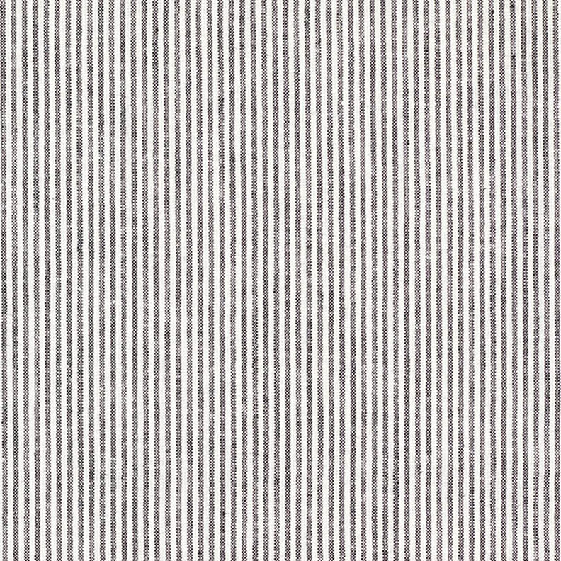Linen Cotton Blend Narrow Stripes – black/offwhite,  image number 1