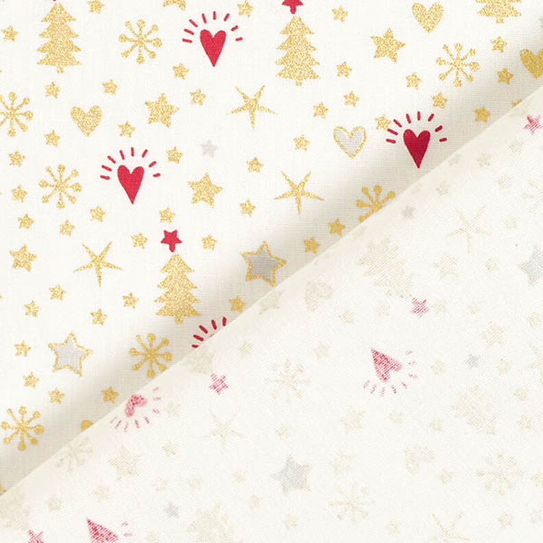 Cotton Poplin Hearts and Stars – offwhite/gold, image number 4