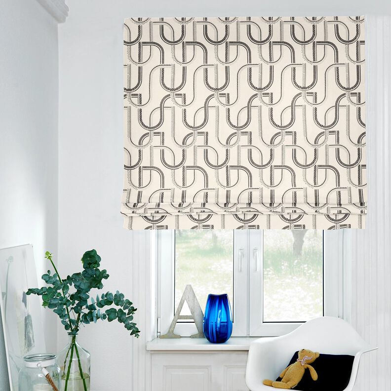 Decor Fabric Half Panama artistic lines – natural/black, image number 6