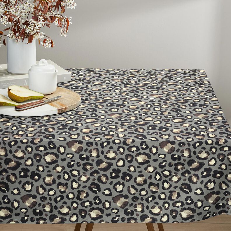 Decor Fabric Canvas Leopard polka dots – elephant grey/black, image number 6