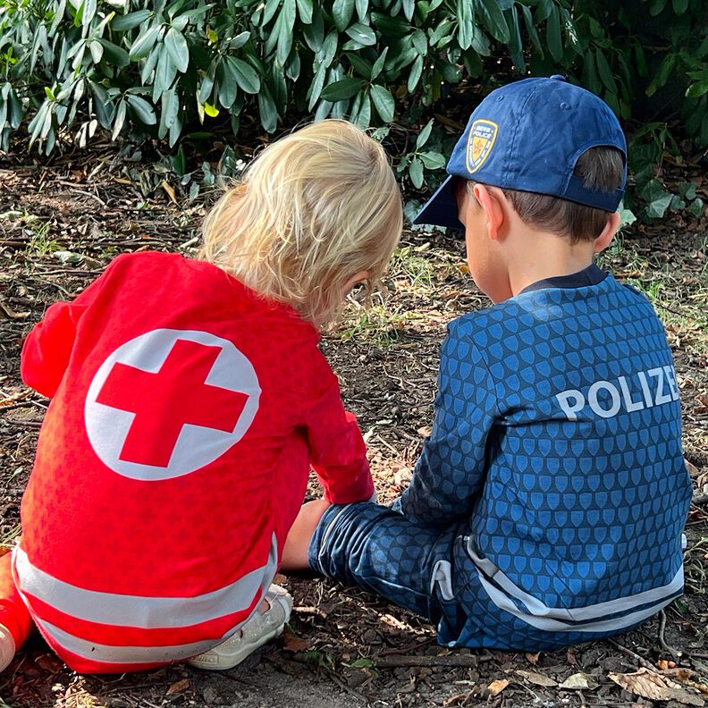 French terry Panel Emergency doctor outfit | Stoff&Liebe – red/silver grey,  image number 9