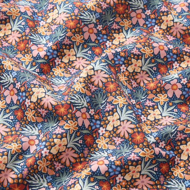 Cotton Poplin small blossoms – indigo/light dusky pink,  image number 2