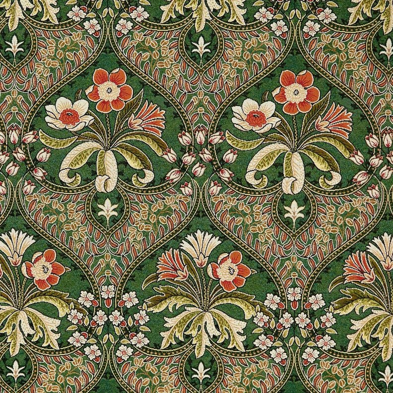 Decor Fabric Tapestry Fabric Floral Ornaments – green/light orange,  image number 1