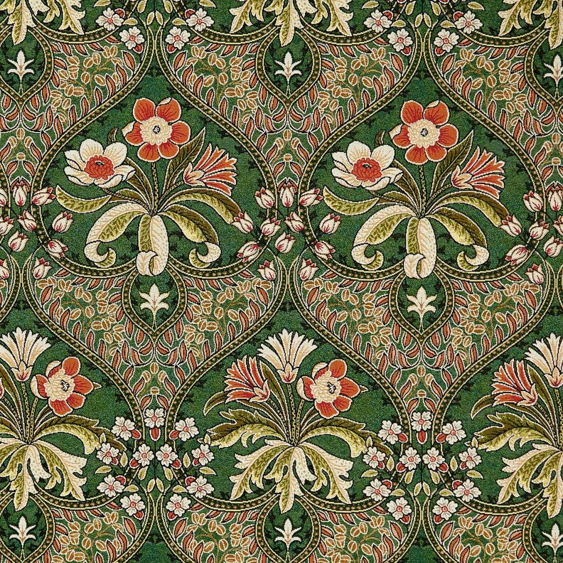 Decor Fabric Tapestry Fabric Floral Ornaments – green/light orange, image number 1