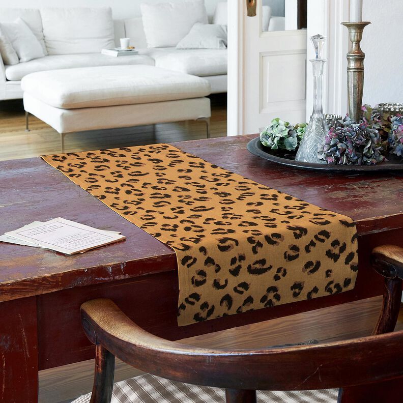 Decor Fabric Half Panama Leopard print – mocca/black,  image number 7