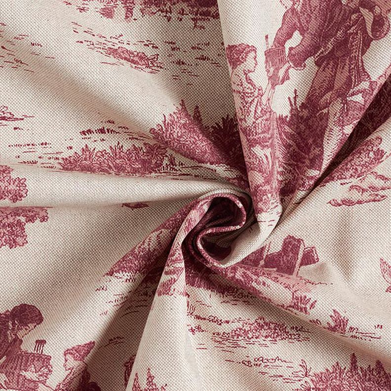 Decor Fabric Half Panama Shepherd Picnic – burgundy/natural,  image number 3