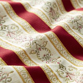 Biedermeier Stripes Jacquard Furnishing Fabric – cream/red, 