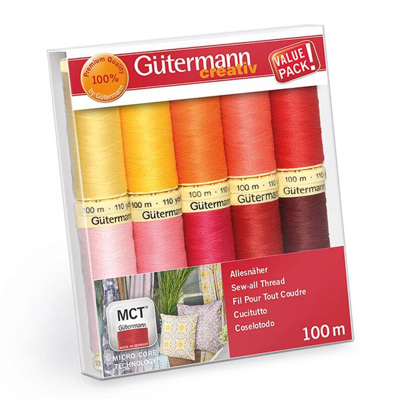 Sew-All Thread Set [ 100m | 10 pieces ] | Gütermann creativ – pink/red,  image number 1
