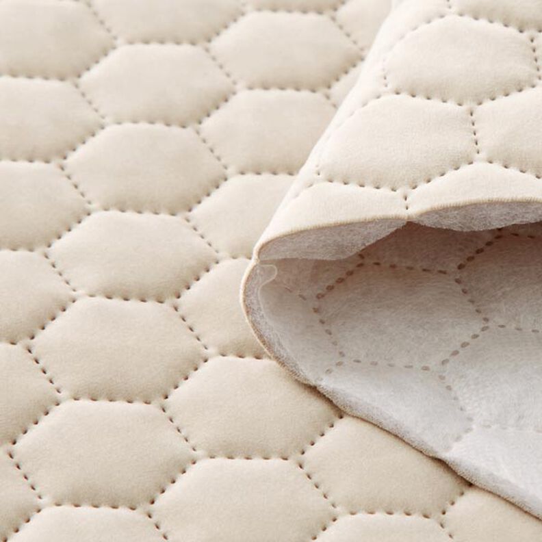 Upholstery Fabric Velvet Honeycomb Quilt – sand,  image number 3