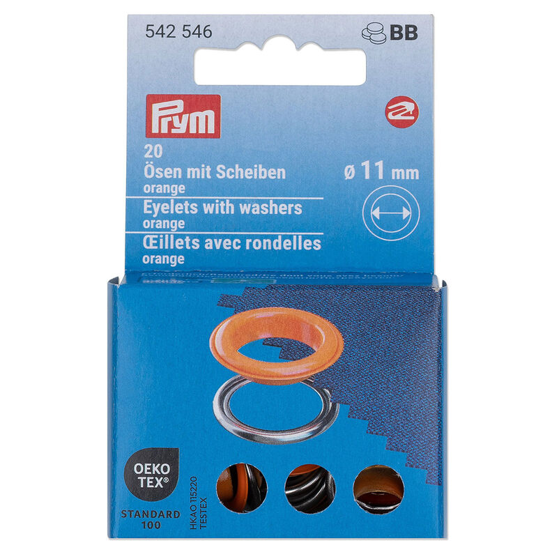 Eyelets with washers [20 pieces | Ø 11 mm] | Prym – orange/metallic silver,  image number 1