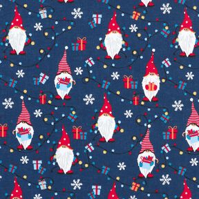 Cotton Poplin Christmas gnomes – navy blue/red, 