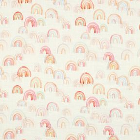 Double Gauze/Muslin colourful rainbows Digital Print | Poppy Fabrics – ivory/salmon, 