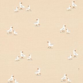 Cotton Jersey cute seagulls – cashew, 