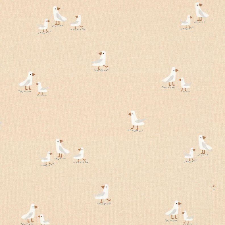 Cotton Jersey cute seagulls – cashew,  image number 1